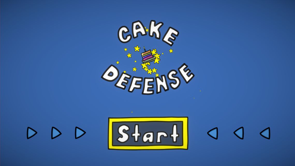 A screenshot of the Cake Defense start screen.