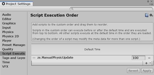 ManualPhysicUpdate component in the script execution order.