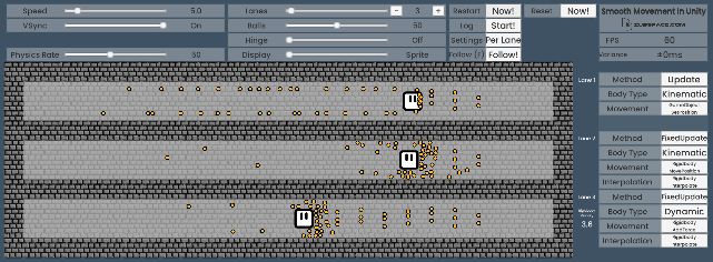 Example of the smooth movement test application.